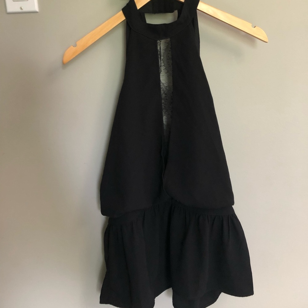High neck open back tank